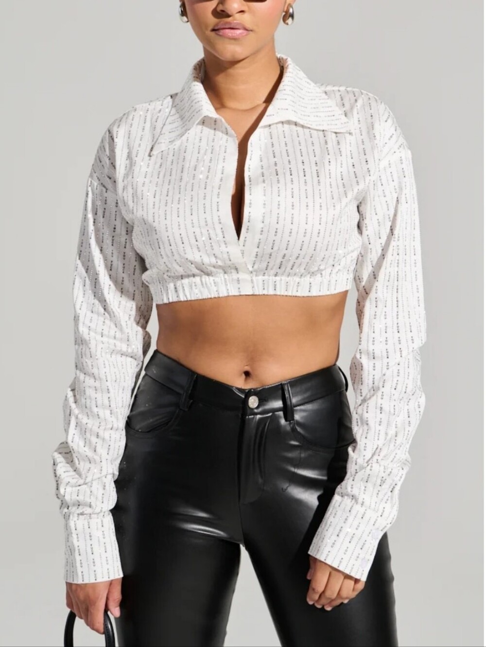 Akira White F*ck You Cropped Long Sleeve Shirt Women's L